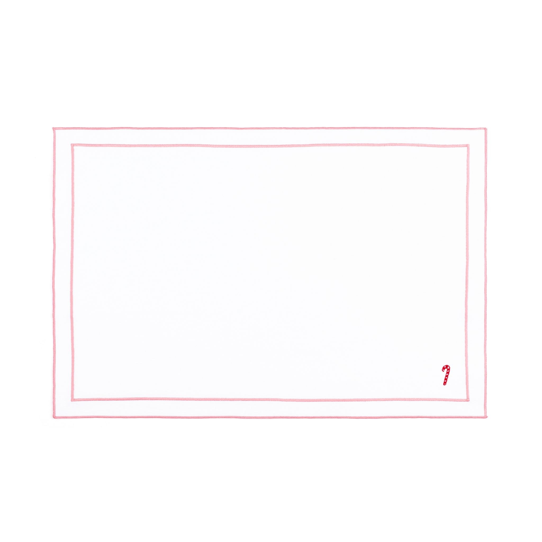 Linge de table Nazaré blanc, en coton, avec des petits motifs de Noël brodés.