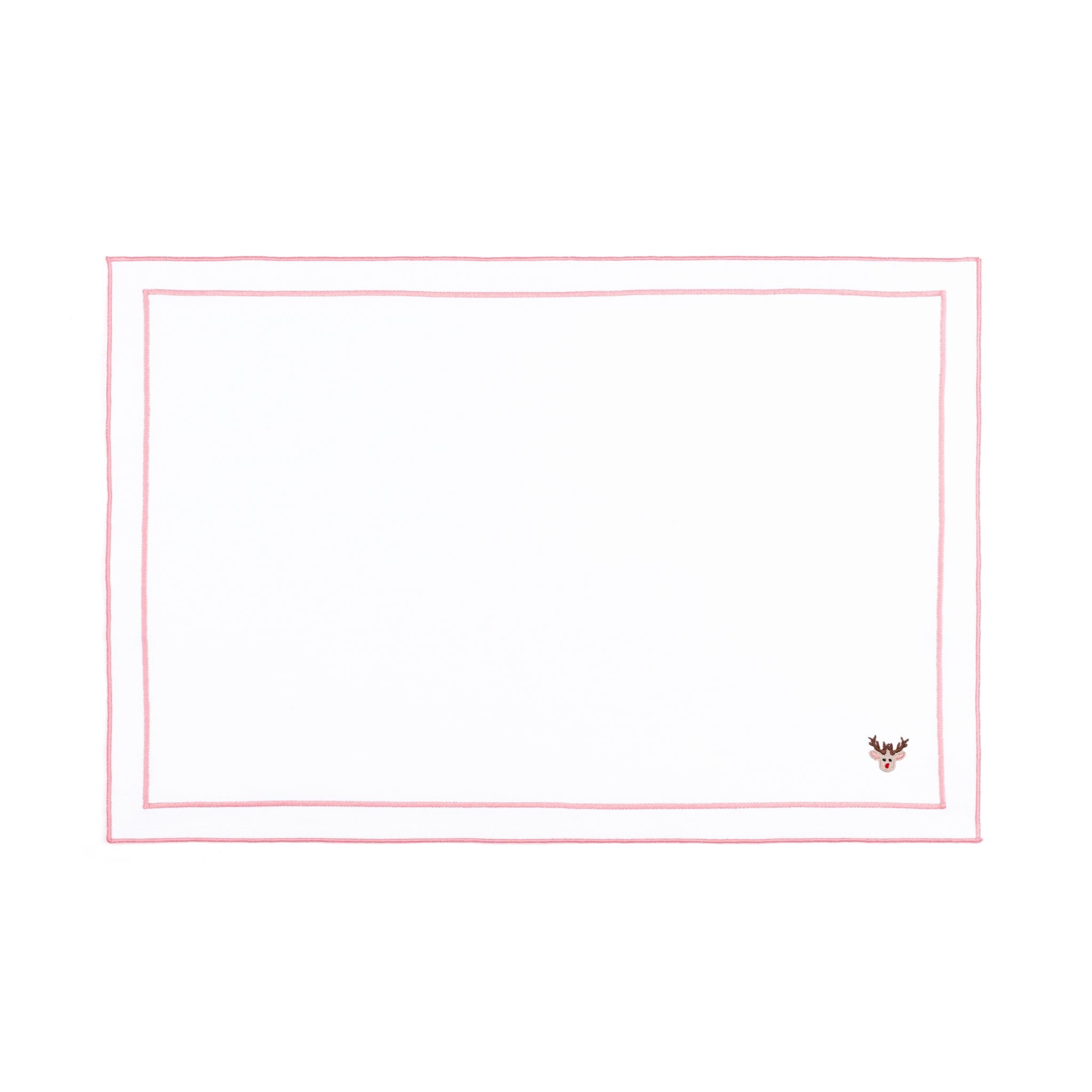 Linge de table Nazaré blanc, en coton, avec des petits motifs de Noël brodés.