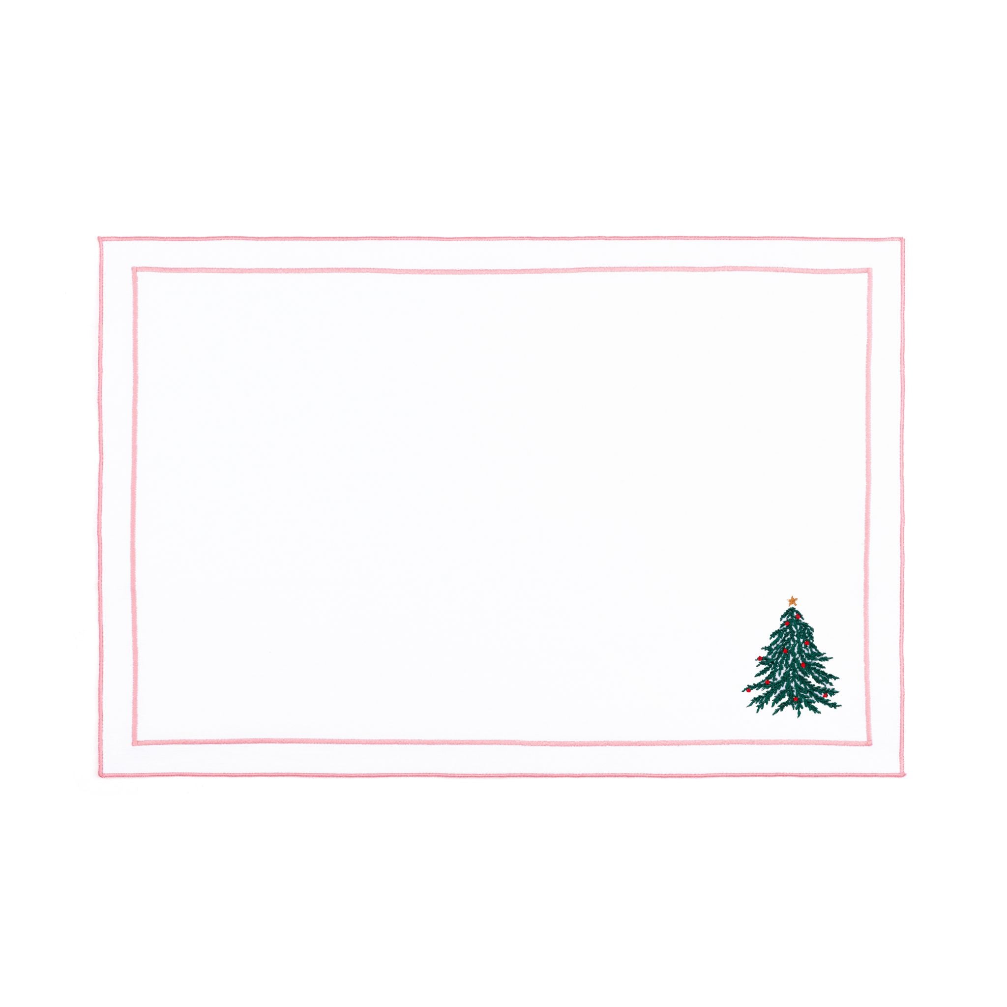 Linge de table Nazaré blanche, en coton, avec un arbre et une couronne de Noël brodés