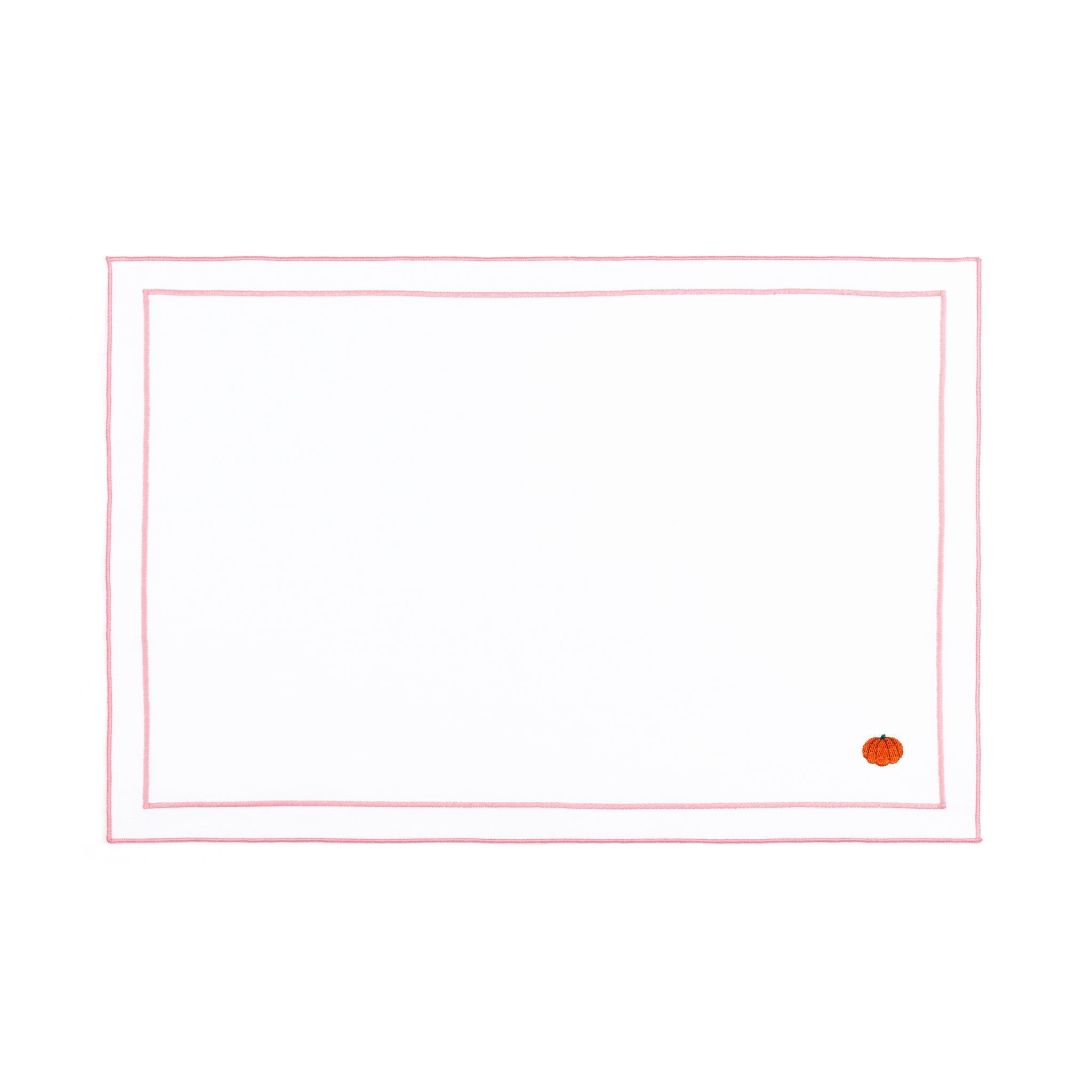 Linge de table Nazaré blanche, en coton, avec des motifs d’automne brodés