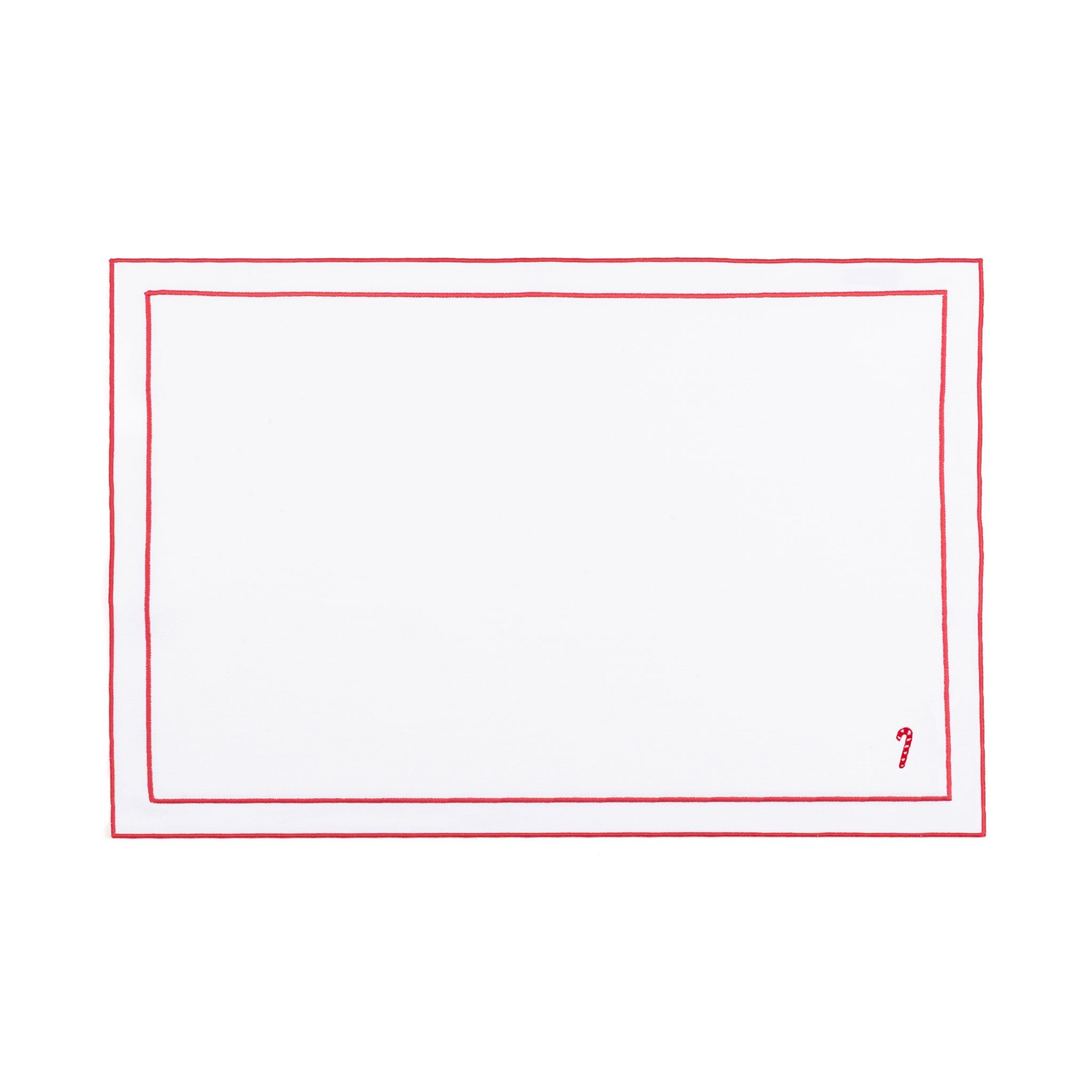 Linge de table Nazaré blanc, en coton, avec des petits motifs de Noël brodés.