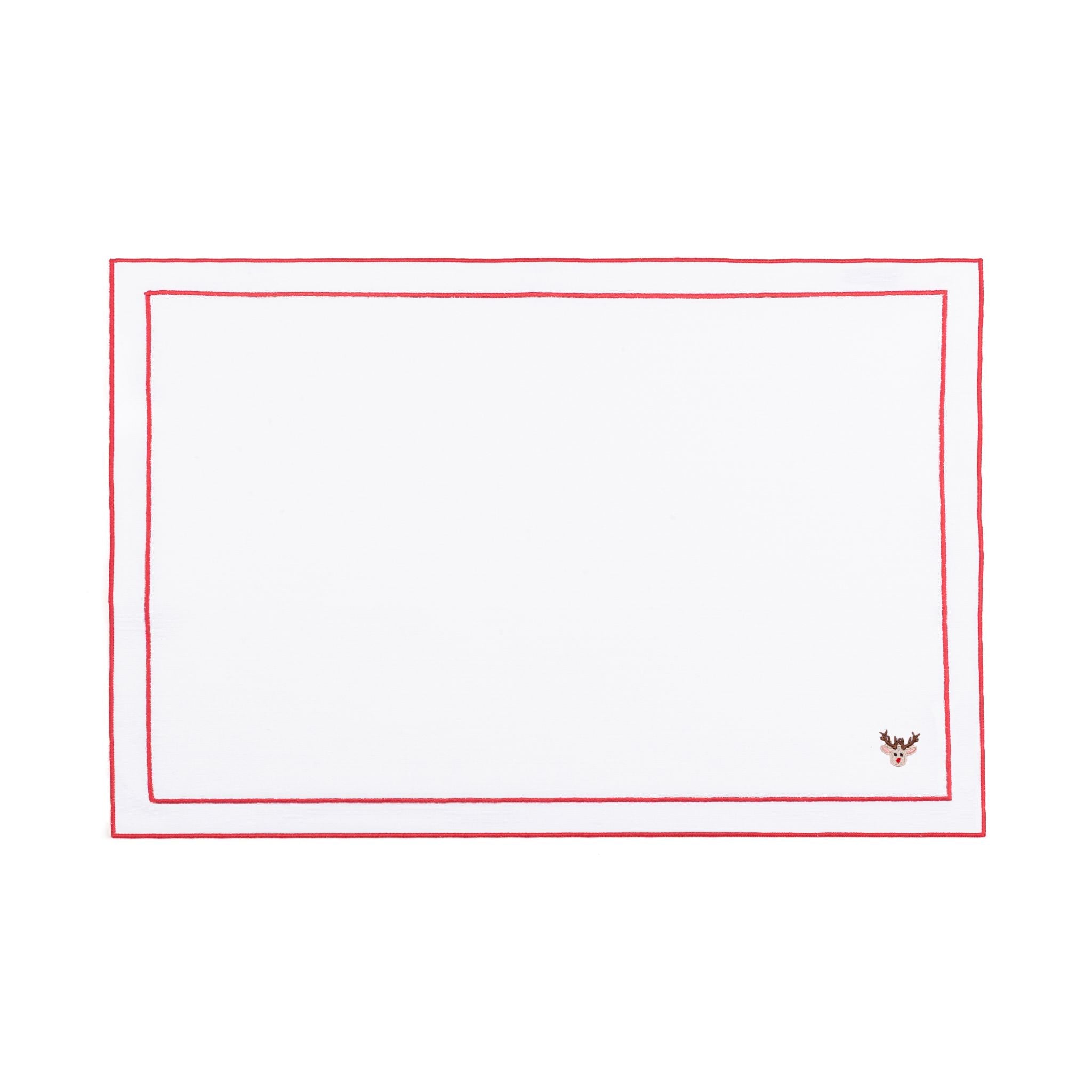 Linge de table Nazaré blanc, en coton, avec des petits motifs de Noël brodés.