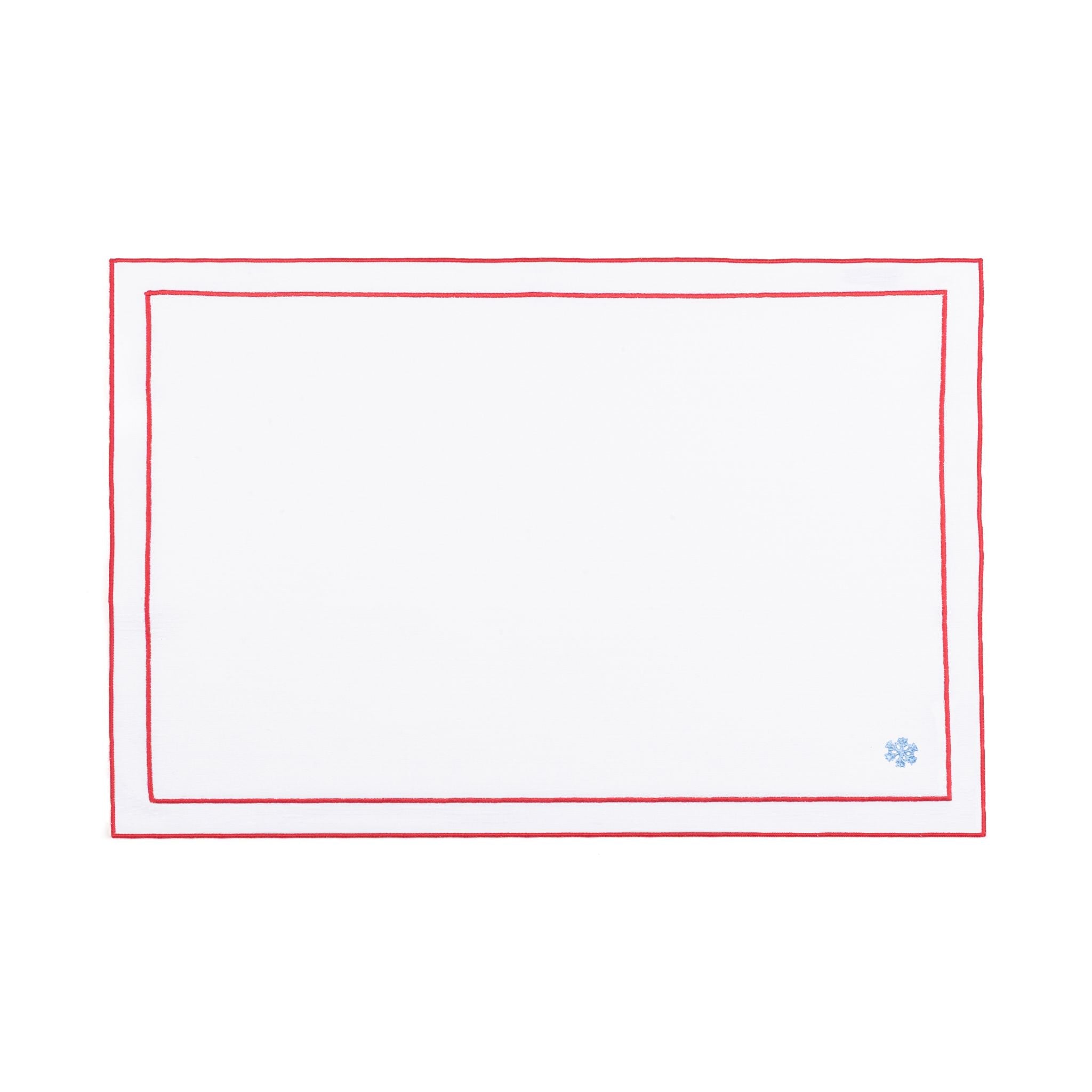 Linge de table Nazaré blanc, en coton, avec des petits motifs de Noël brodés.