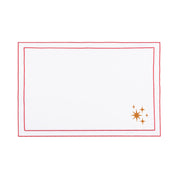 Linge de table Nazaré blanc, en coton, avec des petits motifs de Noël brodés.