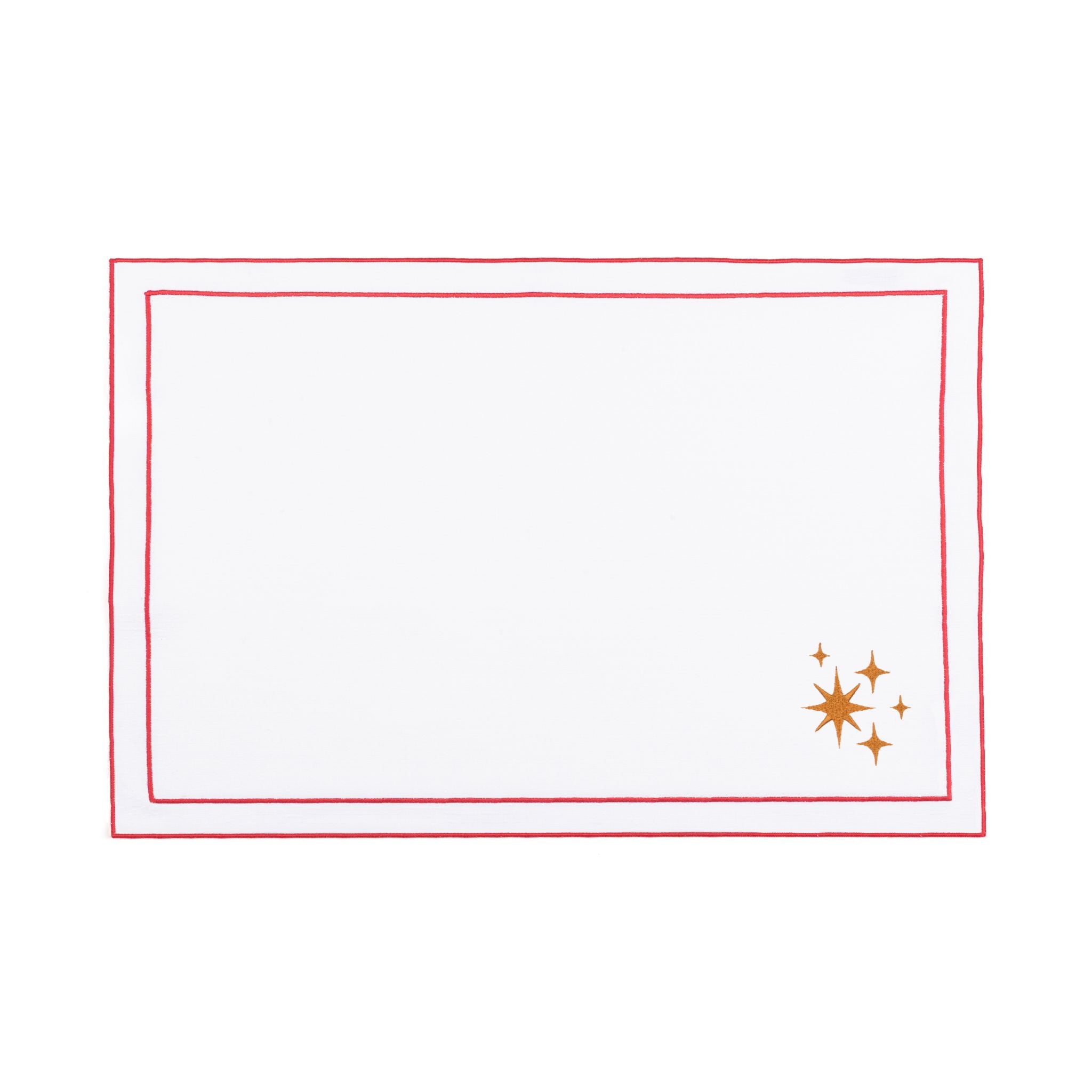 Linge de table Nazaré blanc, en coton, avec des petits motifs de Noël brodés.