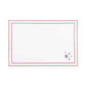 Linge de table Nazaré blanc, en coton, avec des petits motifs de Noël brodés.