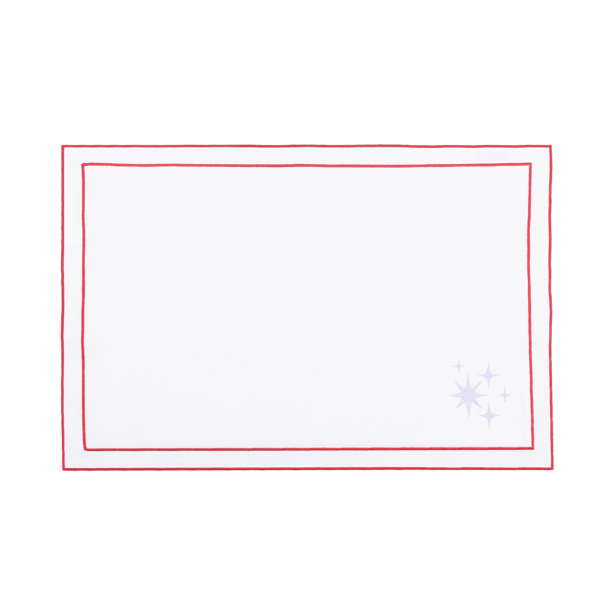 Linge de table Nazaré blanc, en coton, avec des petits motifs de Noël brodés.