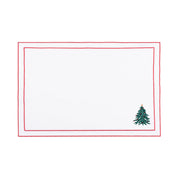 Linge de table Nazaré blanche, en coton, avec un arbre et une couronne de Noël brodés