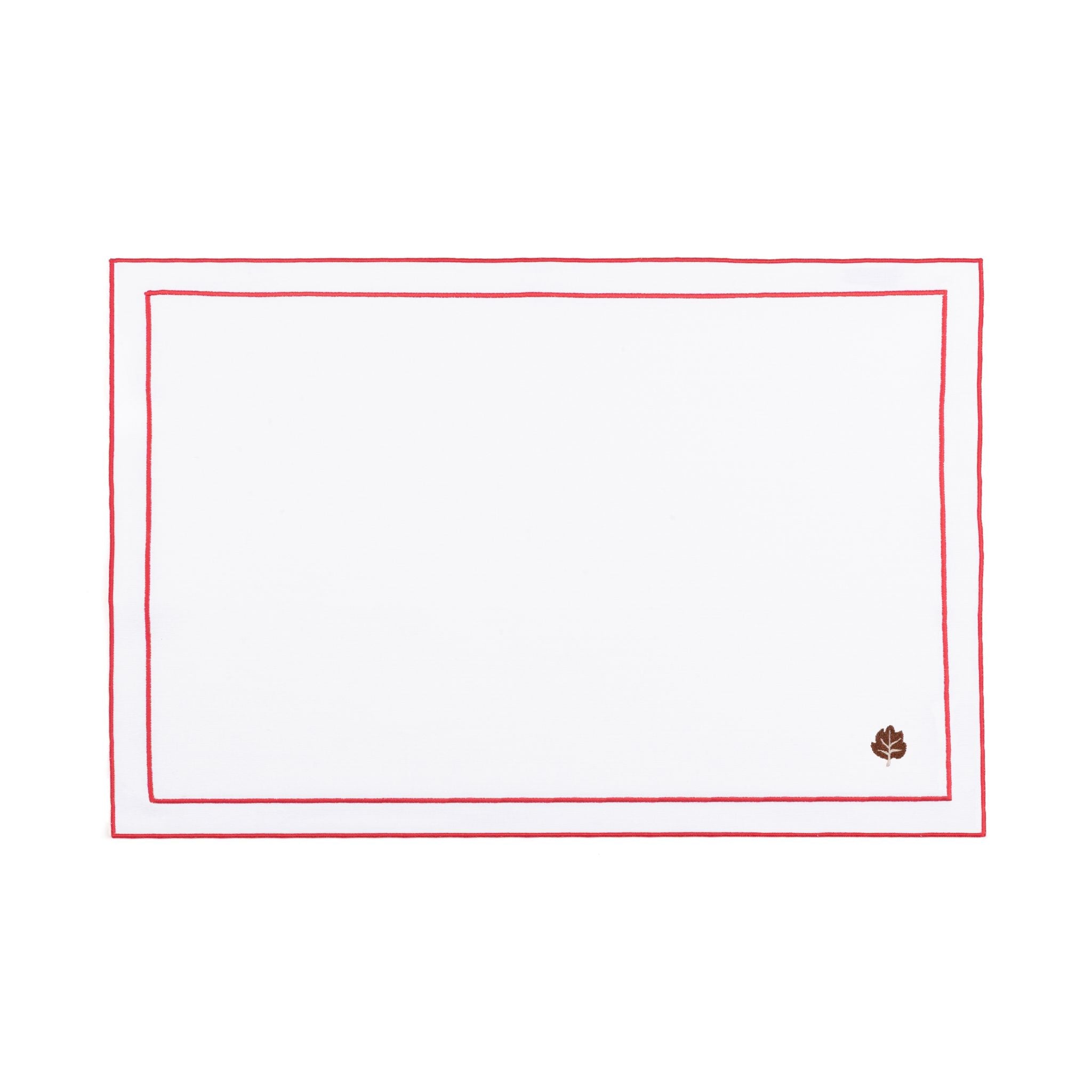 Linge de table Nazaré blanche, en coton, avec des motifs d’automne brodés