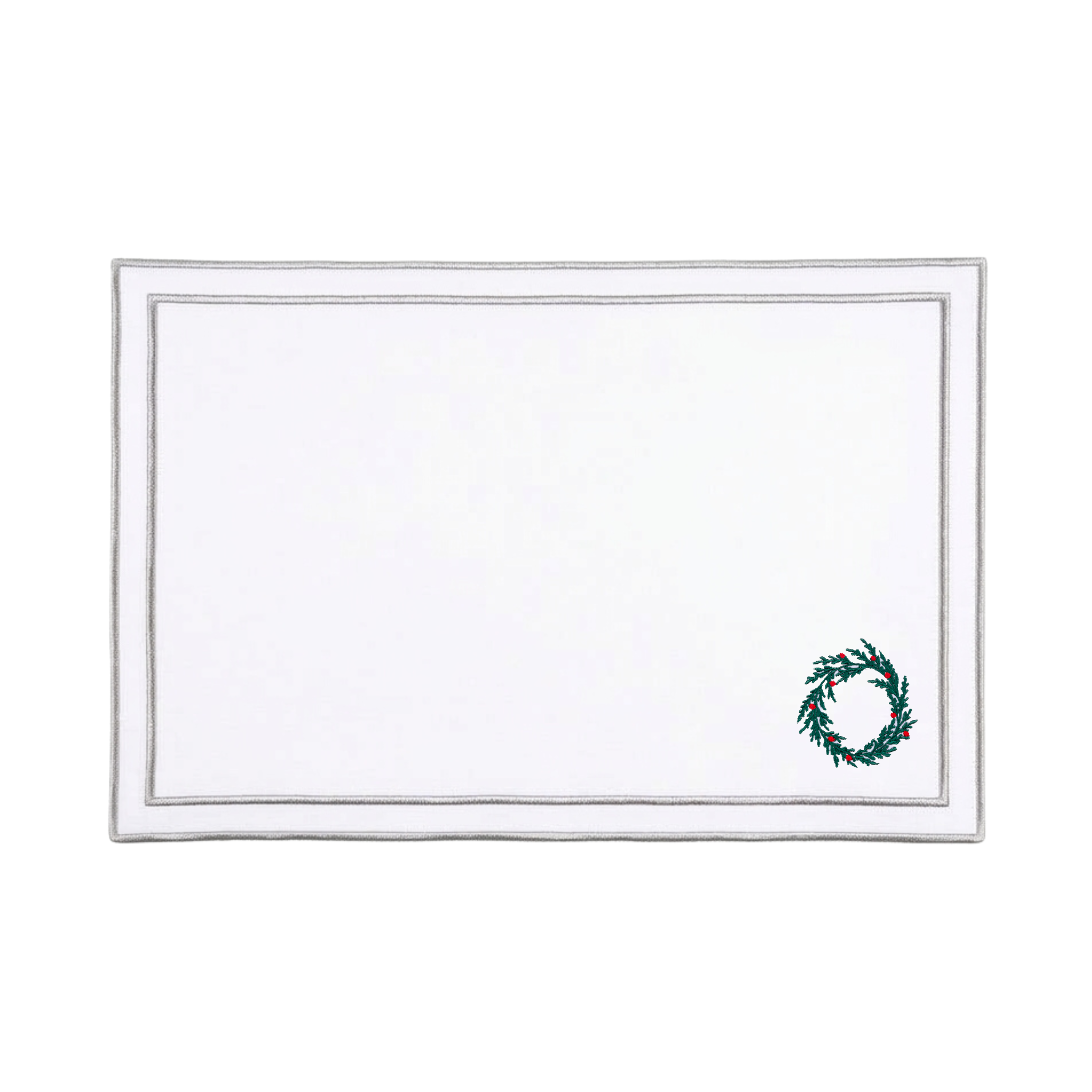 Nazaré white cotton table linen with embroidered Christmas tree and wreath