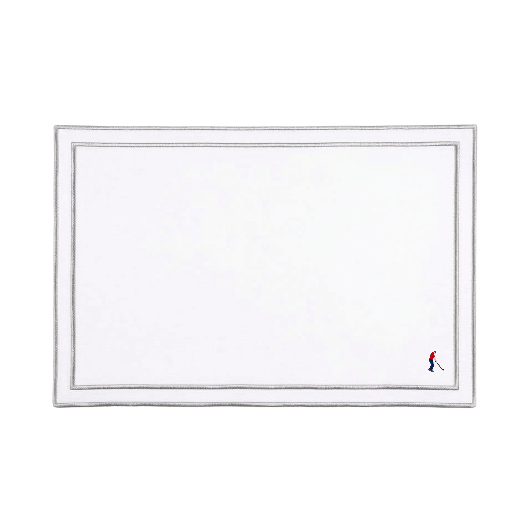 Nazaré white cotton table linen with embroidered retro sports motifs