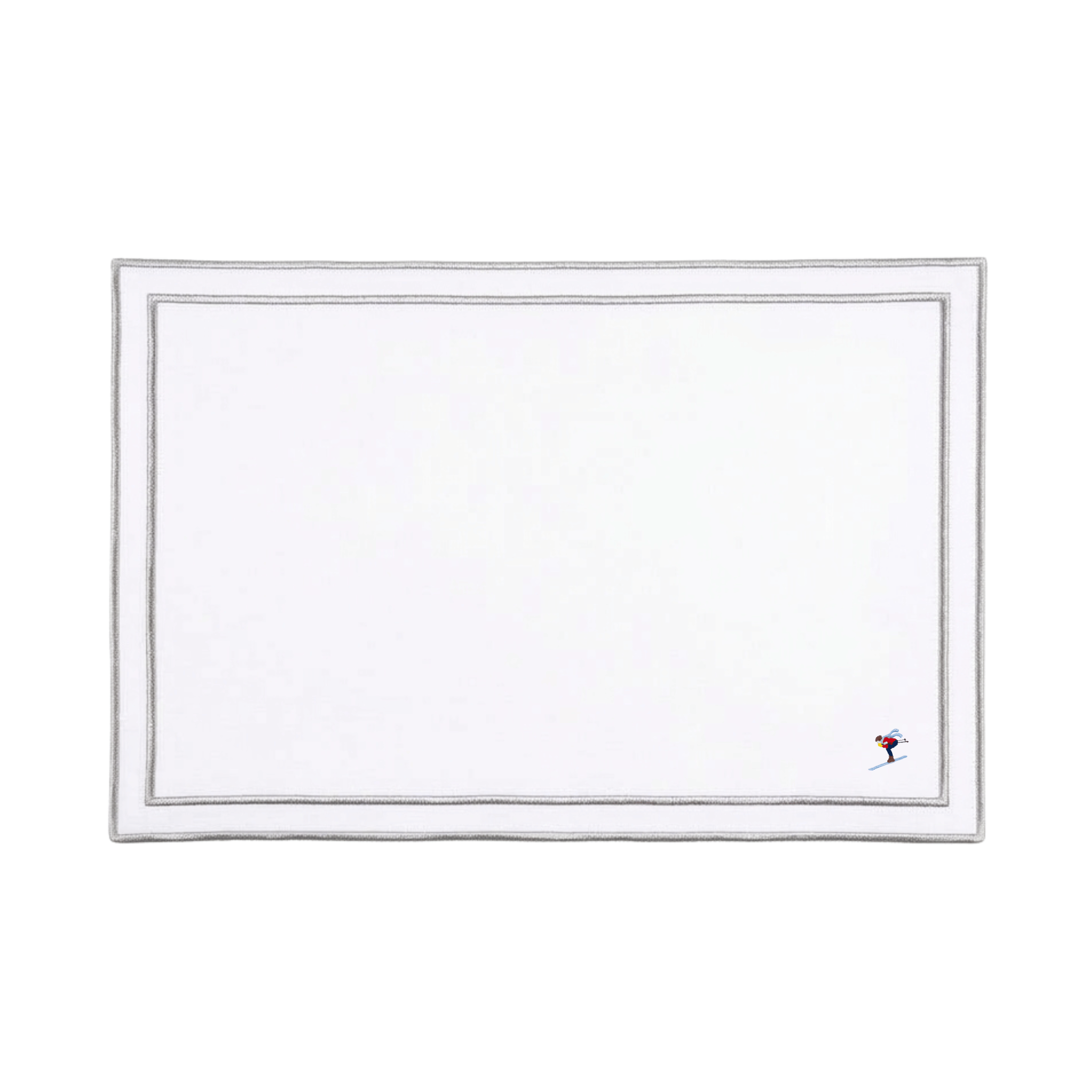 Nazaré white cotton table linen with embroidered retro sports motifs