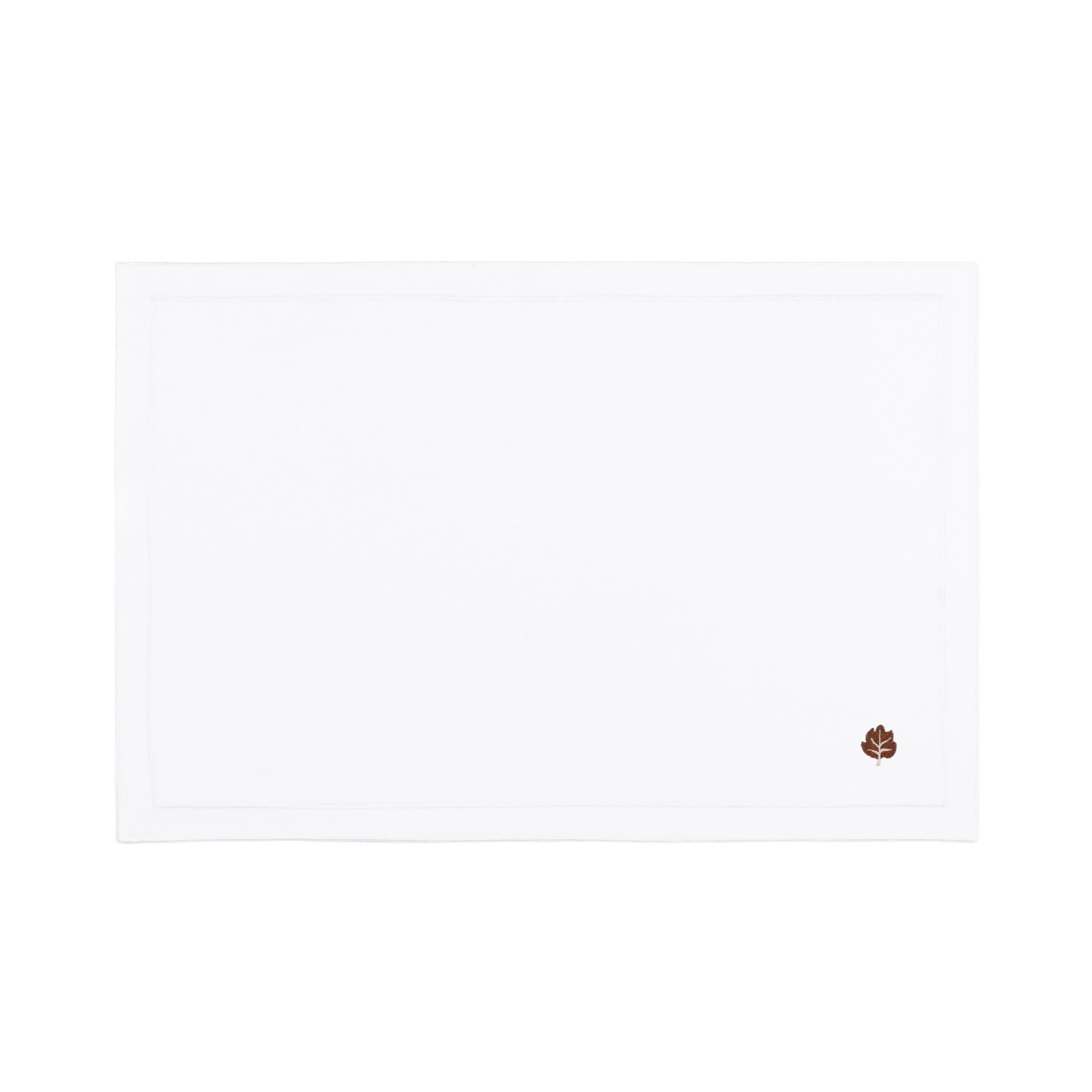 Linge de table Nazaré blanche, en coton, avec des motifs d’automne brodés