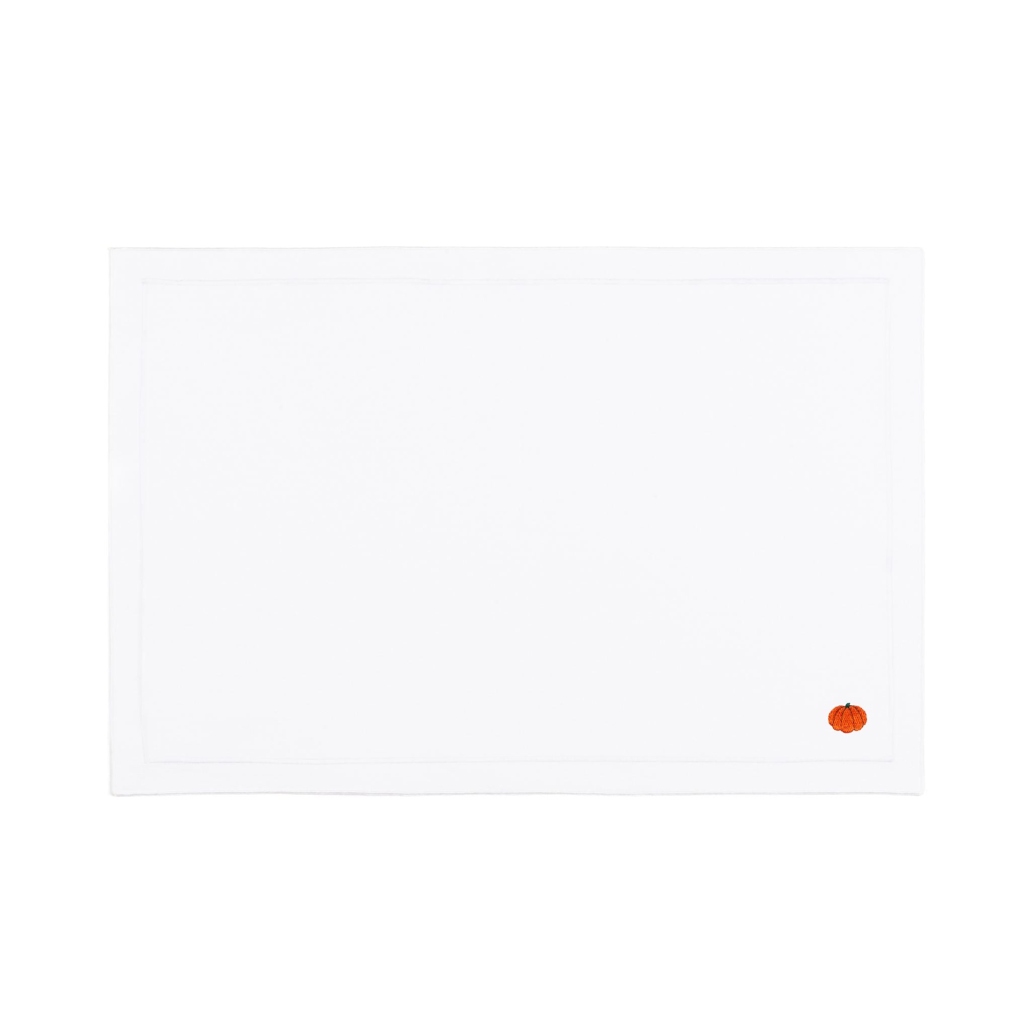 Linge de table Nazaré blanche, en coton, avec des motifs d’automne brodés